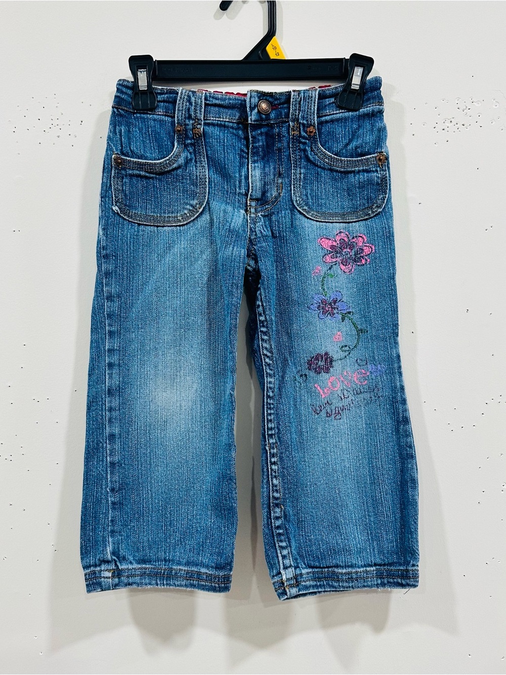 Vintage Y2K Kids Girls Levi Strauss Embroidered Flower Flare Jeans - Size 3T
